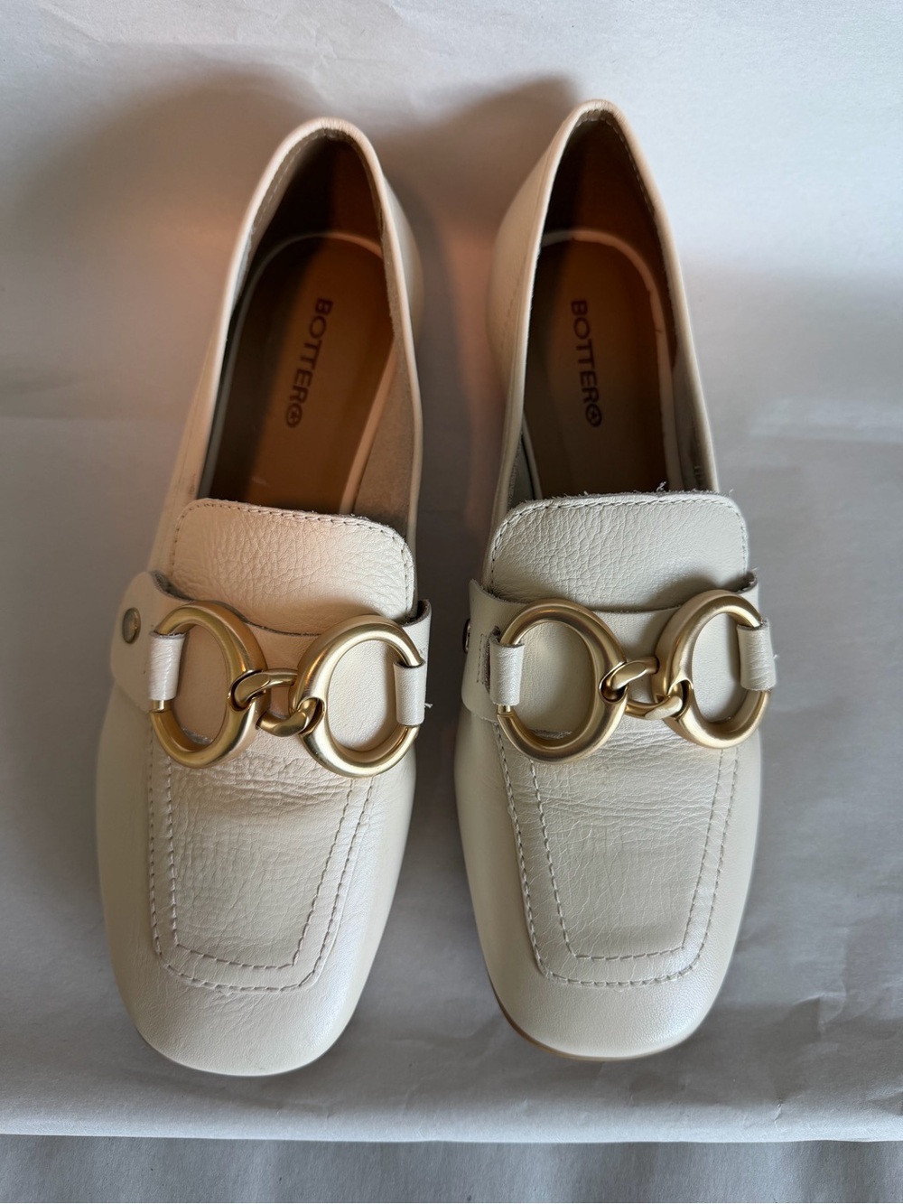 Bottero Brazilian Leather Loafers in  Cream with Gold Horsebit Hardware
